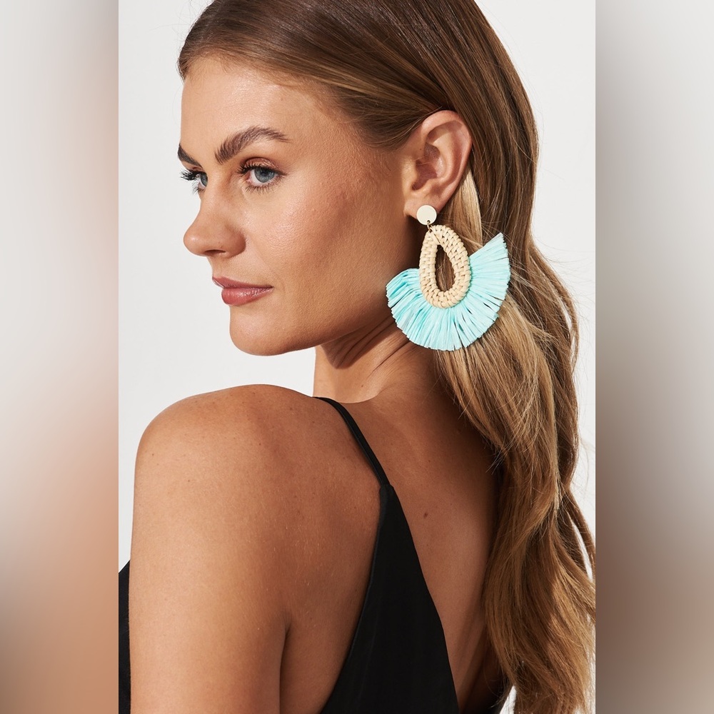 🤩 $5 SALE! 🤩 NWT Una Drop Earrings In Light Blue Straw